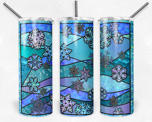 Blue Snowflakes Stained Glass