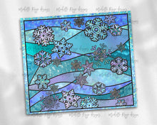Load image into Gallery viewer, Blue Snowflakes Stained Glass