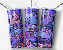Load image into Gallery viewer, Pink and Purple Snowflakes Stained Glass
