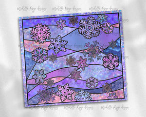 Pink and Purple Snowflakes Stained Glass