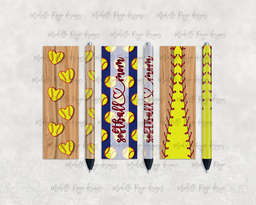 Softball Epoxy Pen Wraps Set