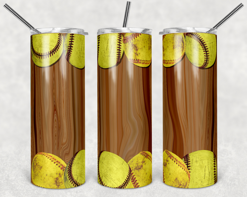 Softballs on Light Wood Grain