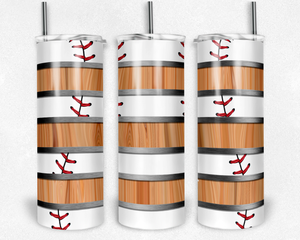 Baseball and Wood Grain Stripes