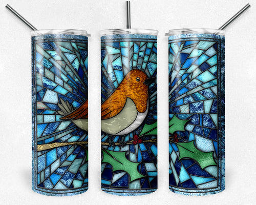 Christmas Robin Stained Glass