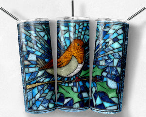 Christmas Robin Stained Glass