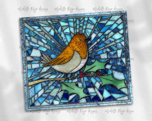 Christmas Robin Stained Glass