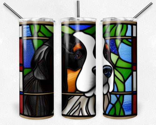 Bernese Mountain Dog Stained Glass