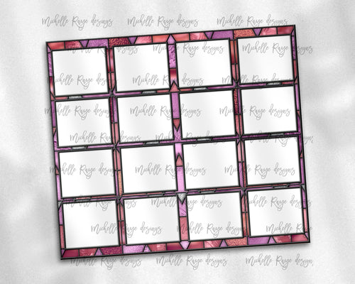 Pink and Coral Stained Glass Dog Frames for 16 Images