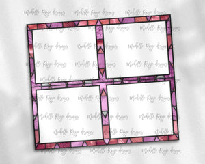 Pink and Coral Stained Glass Dog Frames for 4 Images