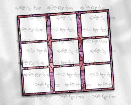 Pink and Coral Stained Glass Dog Frames for 9 Images