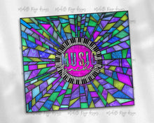 Load image into Gallery viewer, Purple and Teal Piano Keys Stained Glass, Music Teacher