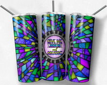 Load image into Gallery viewer, Purple and Teal Piano Keys Stained Glass, Give Me Jesus and Music