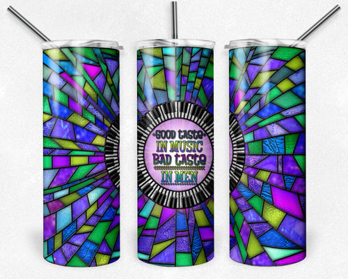 Purple and Teal Piano Keys Stained Glass, Good Taste in Music, Bad Taste in Men