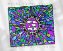 Load image into Gallery viewer, Purple and Teal Piano Keys Stained Glass, Peace Love Music