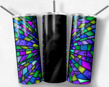 Load image into Gallery viewer, Teal Blue Purple with Black Stripe Blank Stained Glass