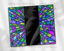 Load image into Gallery viewer, Teal Blue Purple with Black Stripe Blank Stained Glass