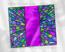 Load image into Gallery viewer, Teal Blue Purple with Pink Stripe Blank Stained Glass