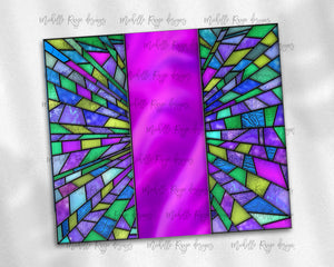 Teal Blue Purple with Pink Stripe Blank Stained Glass