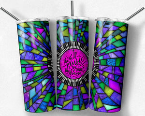 Purple and Teal Piano Keys Stained Glass, Turn Up the Music, Turn Down the Drama