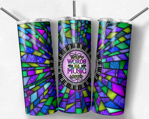 Purple and Teal Piano Keys Stained Glass, Where Words Fail, Music Speaks