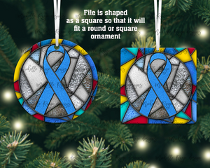 Autism Awareness Ribbon Stained Glass Christmas Ornament