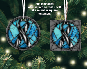 Zebra Print Awareness Ribbon Stained Glass Christmas Ornament, Ehlers-Danlos Syndrome