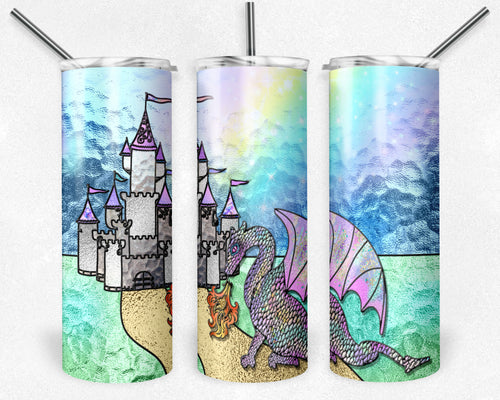 Fantasy Dragon and Princess Stained Glass