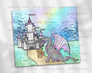 Fantasy Dragon and Princess Stained Glass