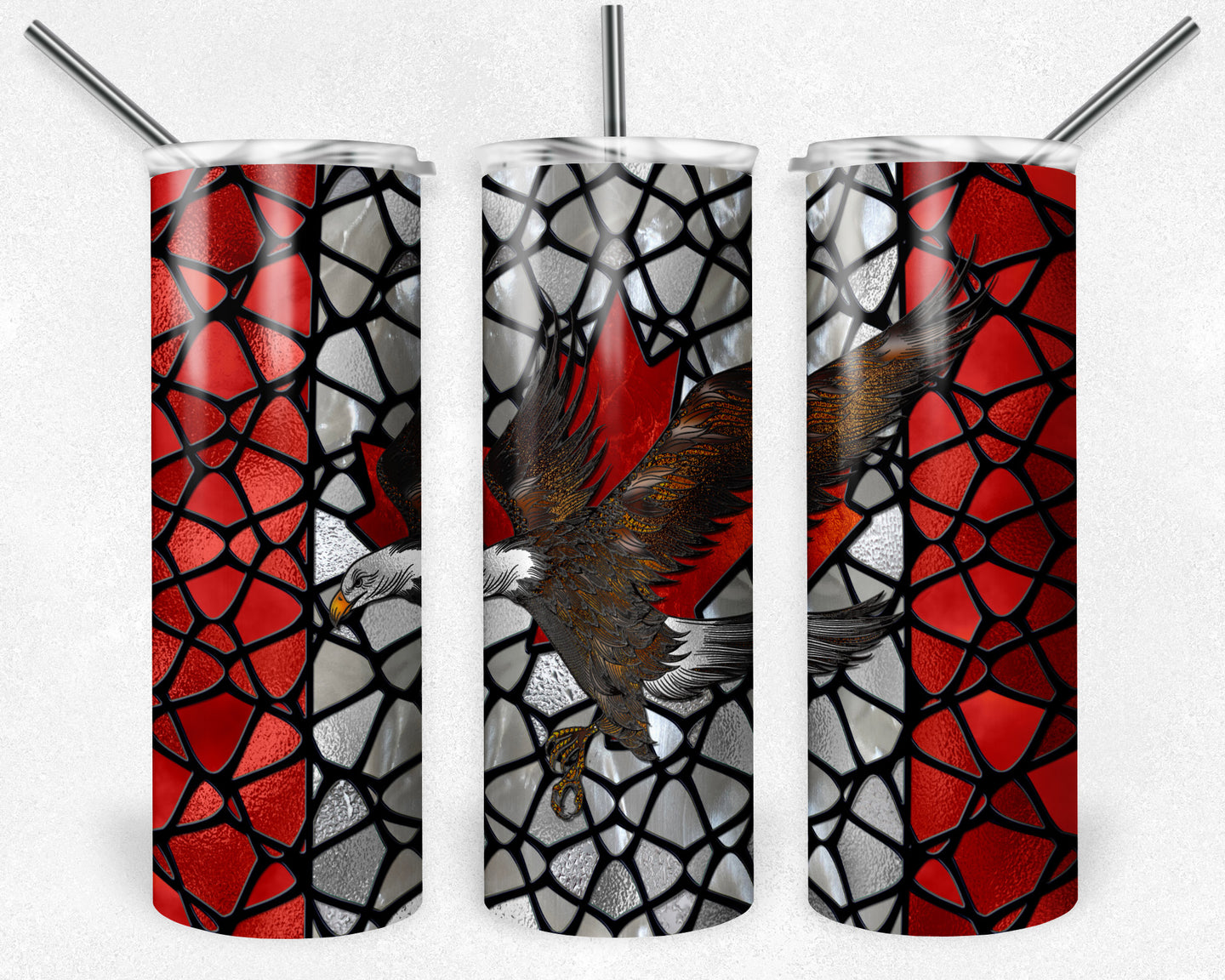 Eagle Canadian Flag Stained Glass