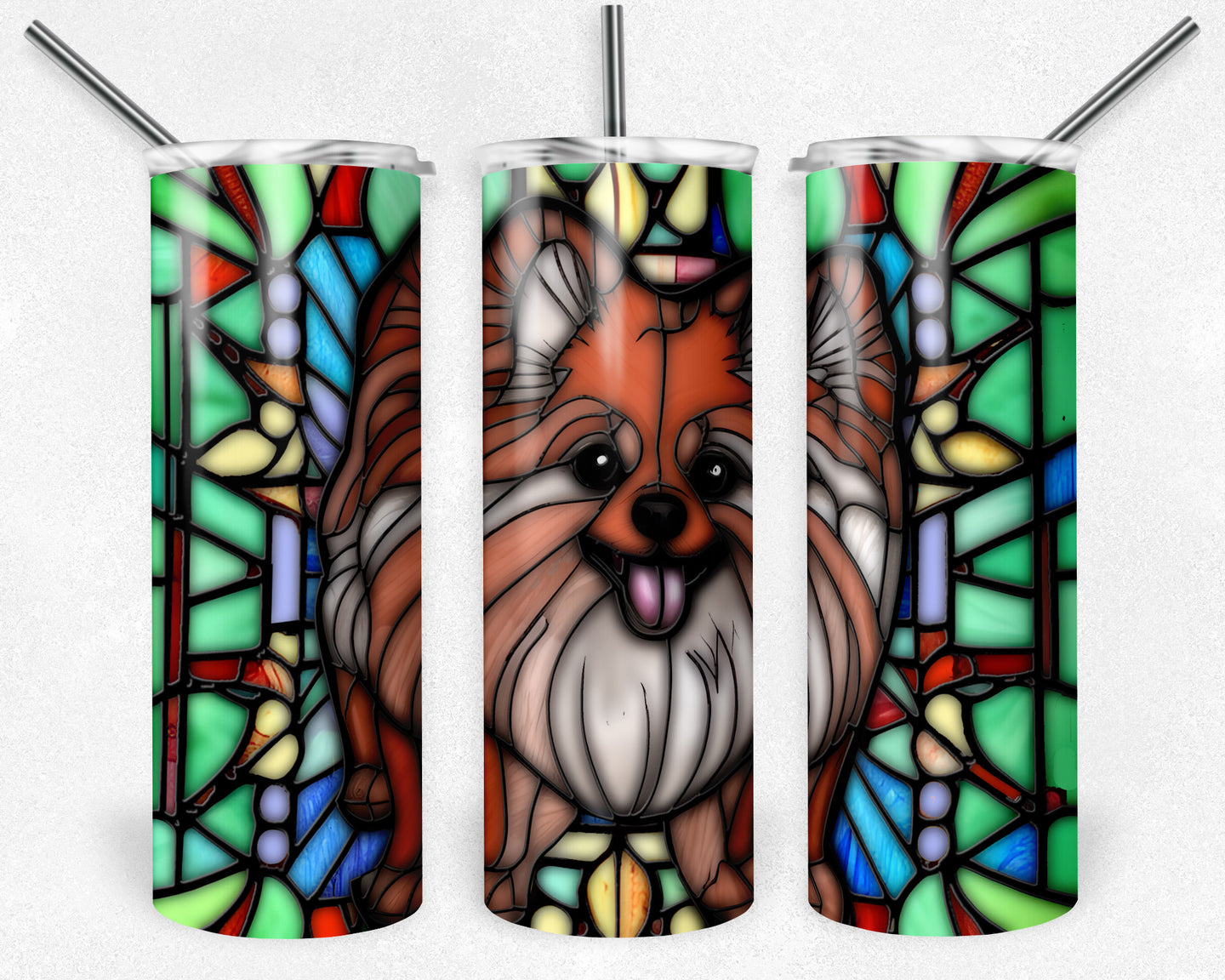 Pomeranian Dog Stained Glass