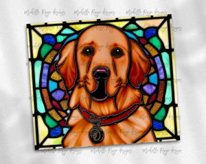 Red Golden Retriever Dog Stained Glass