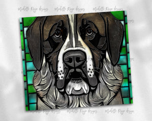 St. Bernard Dog Stained Glass