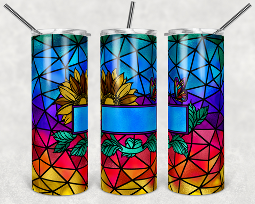 Sunflower Ombre Rainbow Stained Glass with Blank