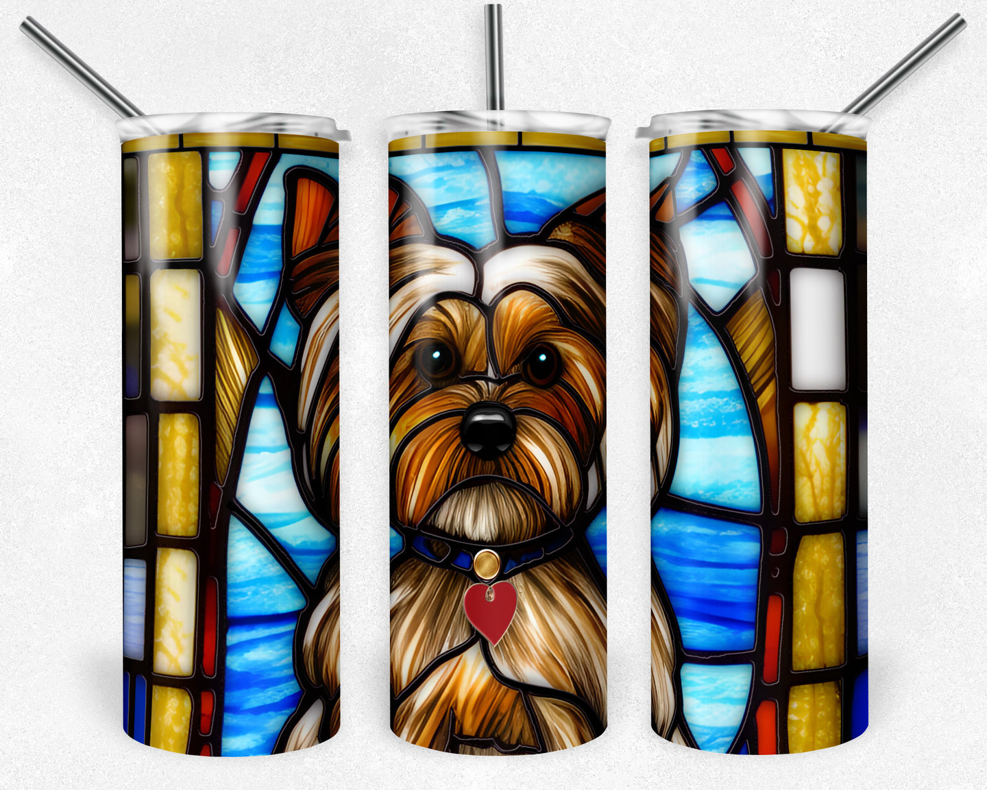 Yorkie Dog Stained Glass