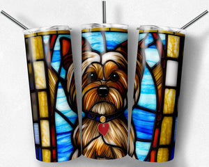 Yorkie Dog Stained Glass