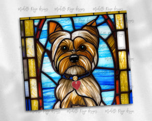 Yorkie Dog Stained Glass