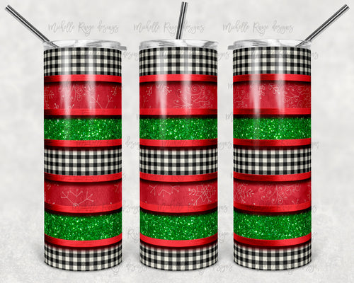 Christmas Stripes with Glitter and Farmhouse Plaid