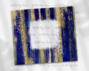 Blue and Gold Brush Strokes with Bleach Spot