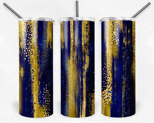 Blue and Yellow Gold Brush Strokes