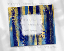 Load image into Gallery viewer, Blue Light Blue and Gold Brush Strokes with Bleach Spot