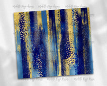 Load image into Gallery viewer, Blue Light Blue and Gold Brush Strokes