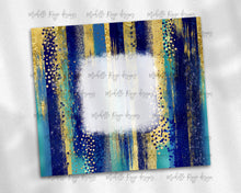 Load image into Gallery viewer, Blue Teal and Gold Brush Strokes with Bleach Spot