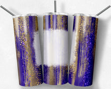 Load image into Gallery viewer, Purple and Gold Brush Strokes with Bleach Spot