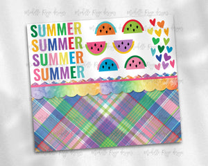 Bright Summer Hearts Plaid