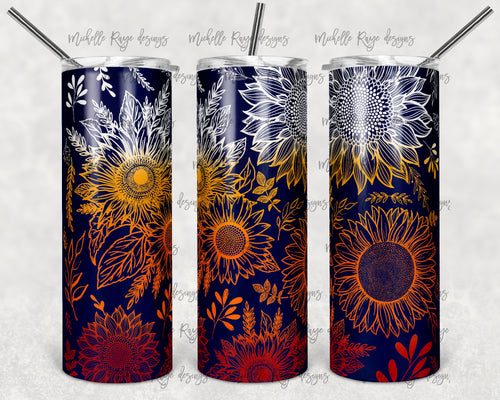 Sunflower Ombre Outline with White