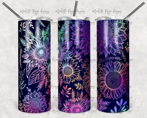 Pastel Rainbow Sunflower Outlines