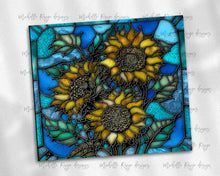 Load image into Gallery viewer, Blue and Green Sunflowers Stained Glass