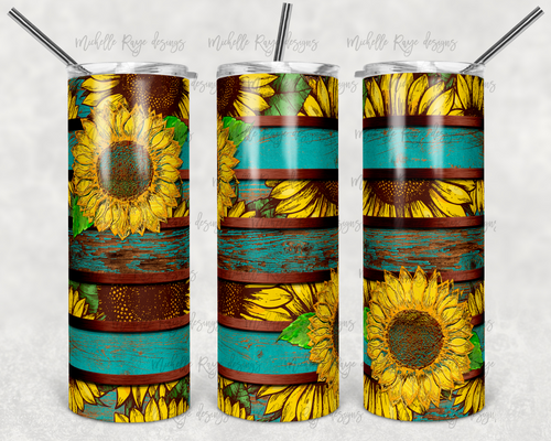 Sunflower and Teal Wood Stripes