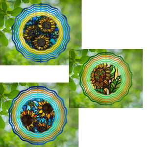 Sunflower stained Glass Wind Spinner Bundle