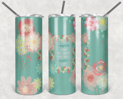 Teal Coral Yellow Watercolor Flowers Negative Mind